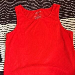 SHEIN Red Ribbed Tank Top